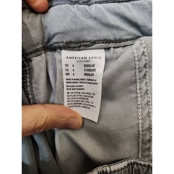 American Eagle Cargo Jogger Pants Womens 6 Gray Stretch Lyocell Blend - Picture 9 of 10